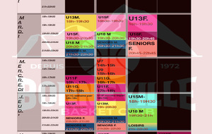 Plannings entraînements saison 2025/2026