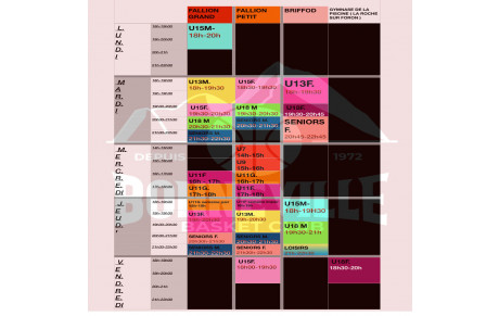 Plannings entraînements saison 2025/2026